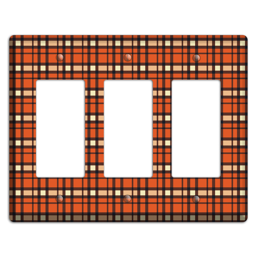 Orange Plaid 3 Rocker Wallplate