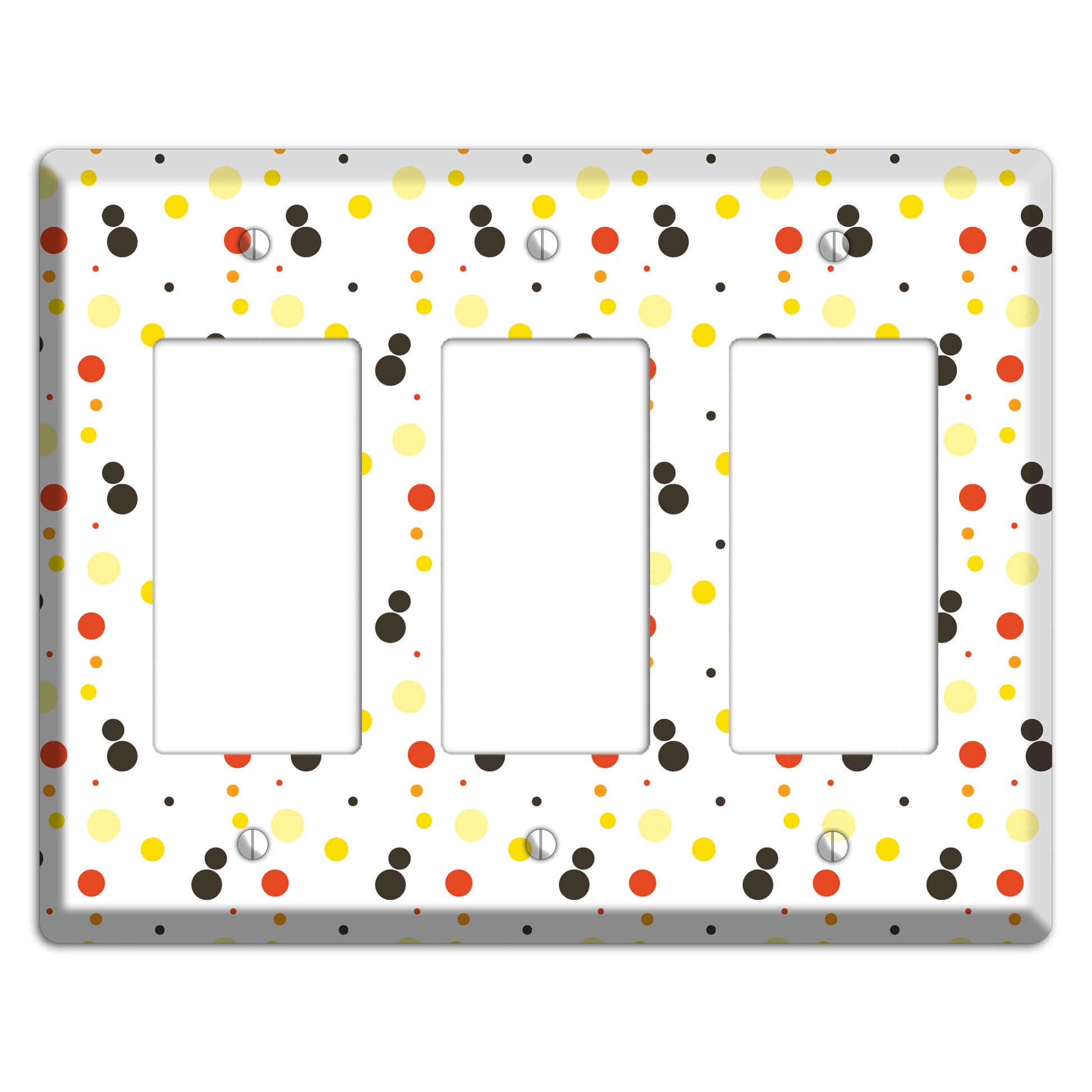 White With Black Maroon Olive Tiny Dots 3 Rocker Wallplate