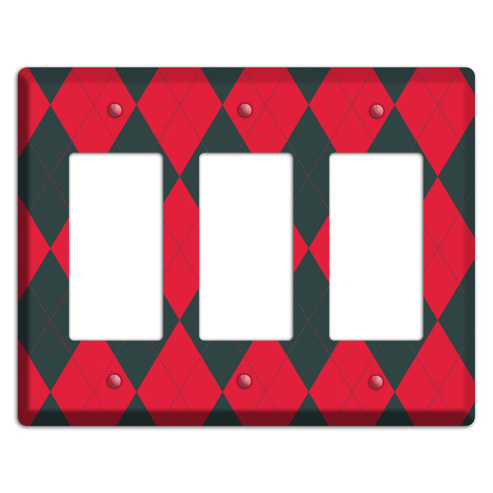 Red and Black Argyle 3 Rocker Wallplate