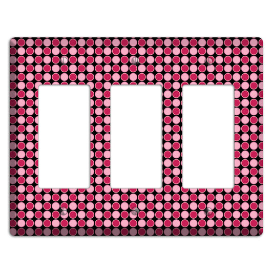 Fuschia and Pink Tiled Dots 3 Rocker Wallplate