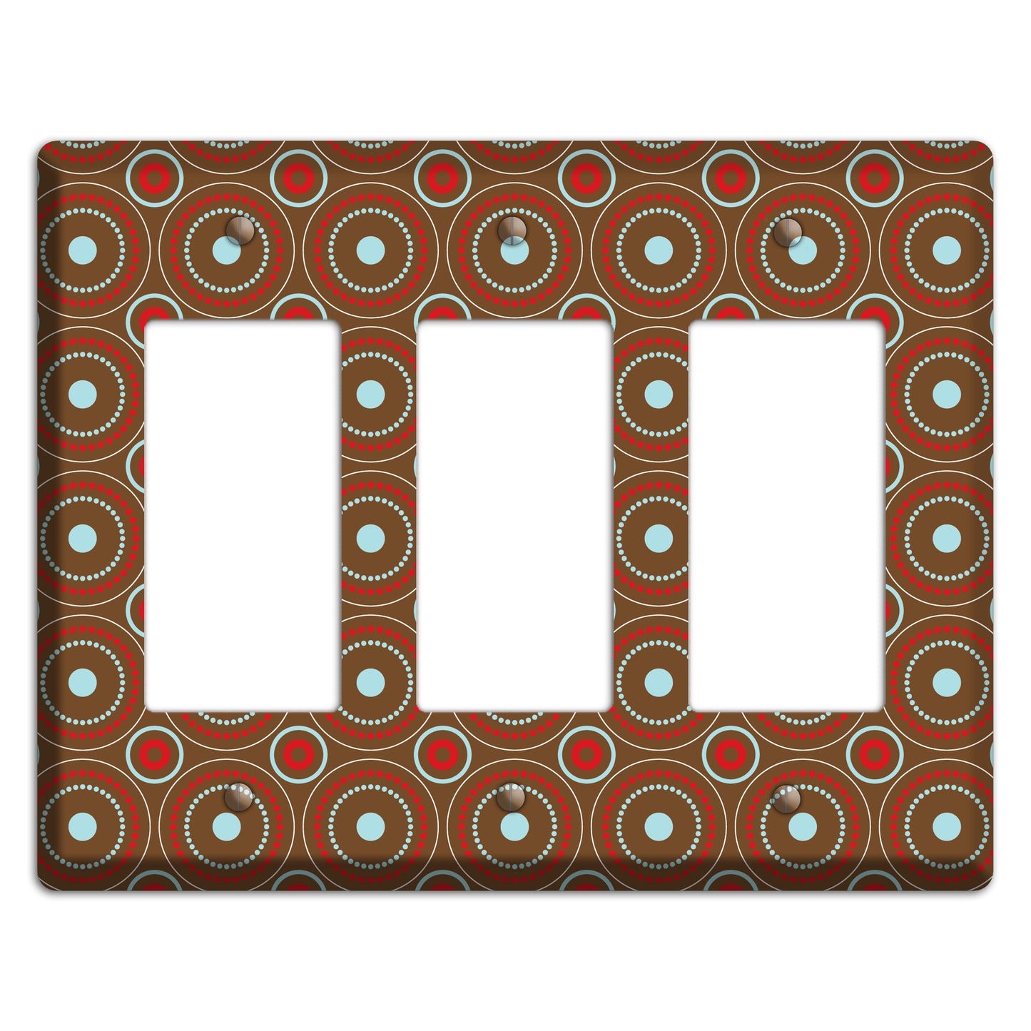 Brown with Red and Dusty Blue Retro Suzani 3 Rocker Wallplate