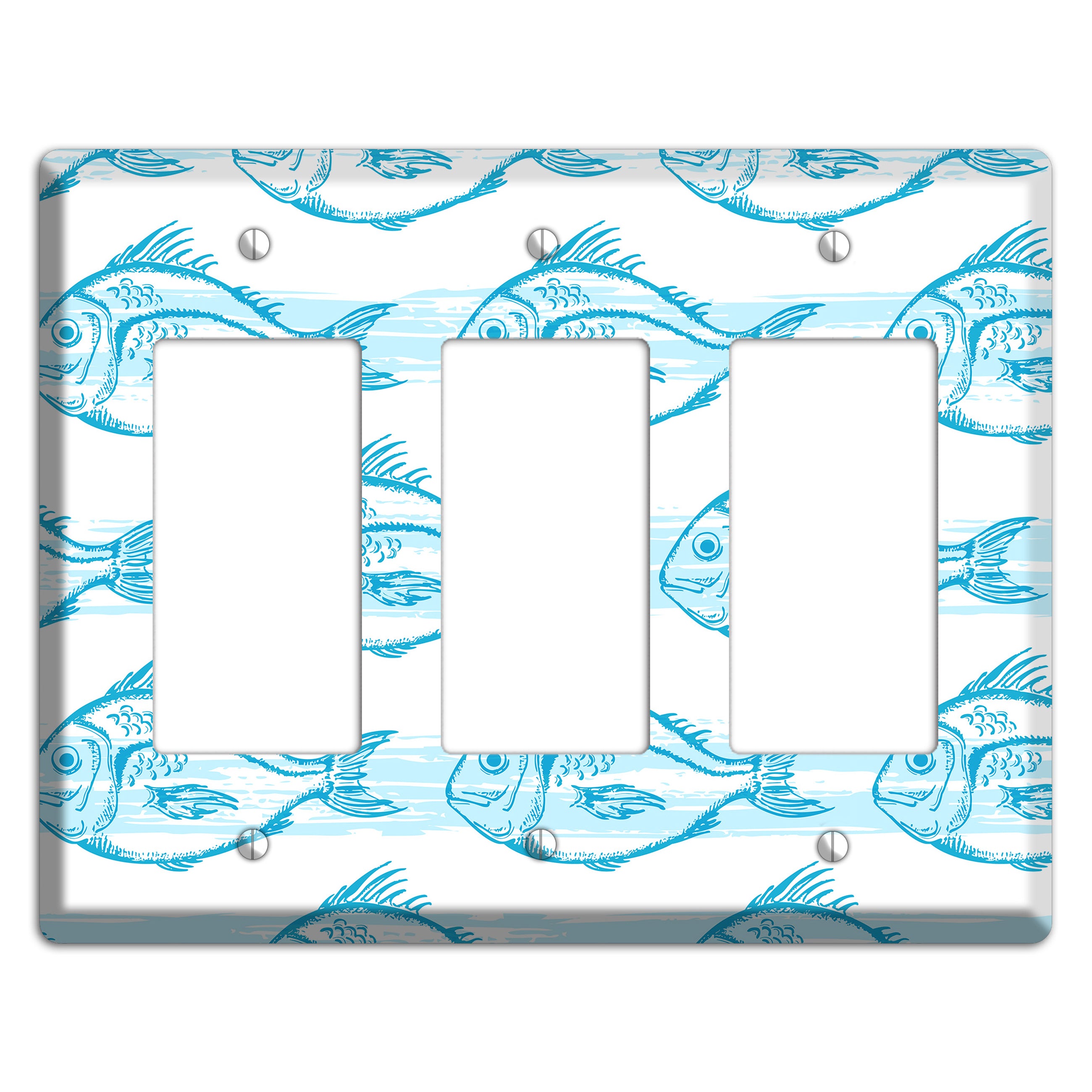 Blue Fish 3 Rocker Wallplate