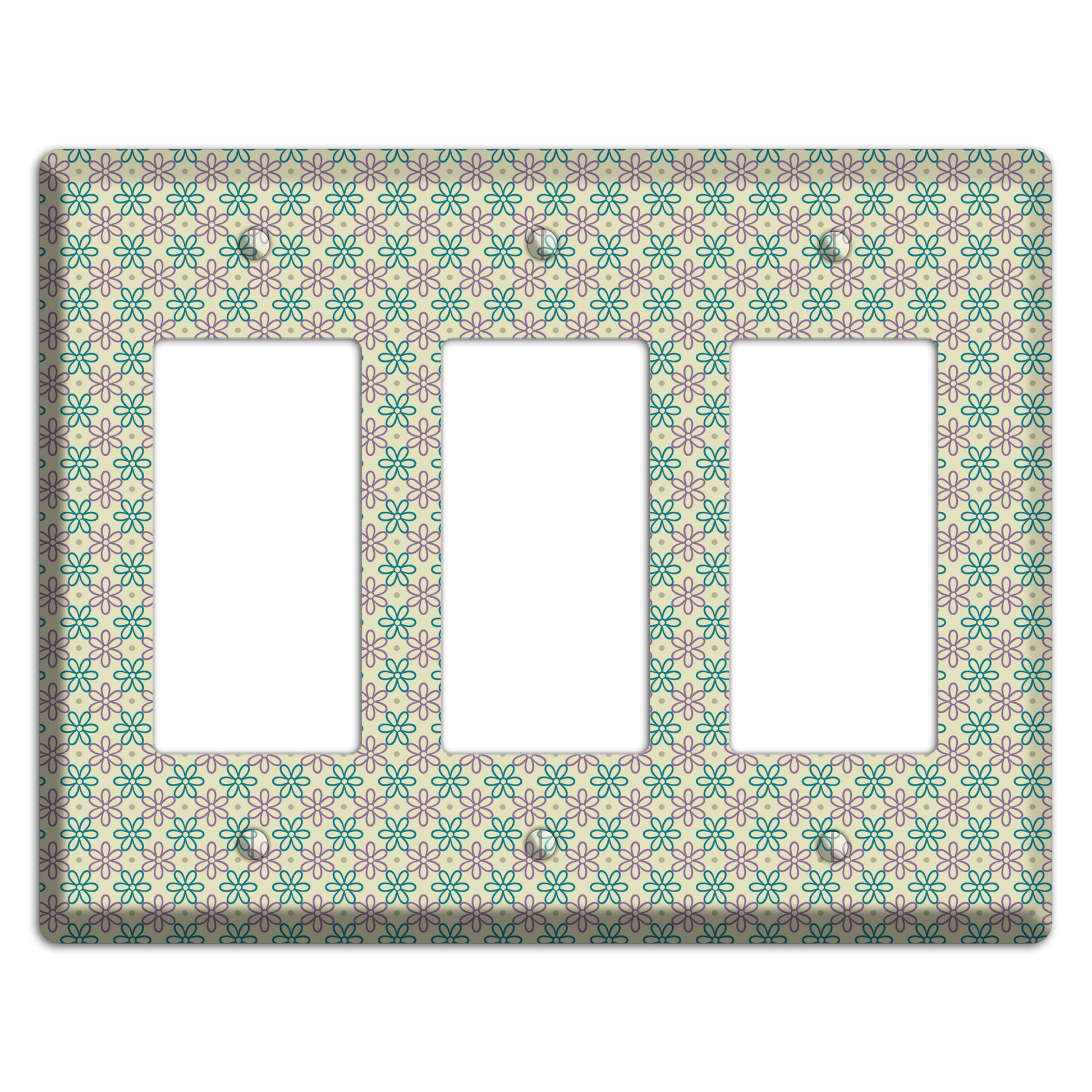 Large Green and Lavender Foulard 3 Rocker Wallplate