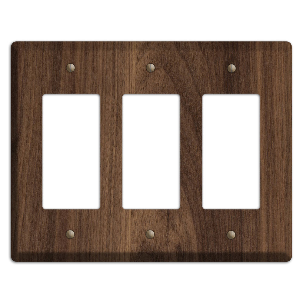 Walnut Wood Triple Rocker Cover Plate