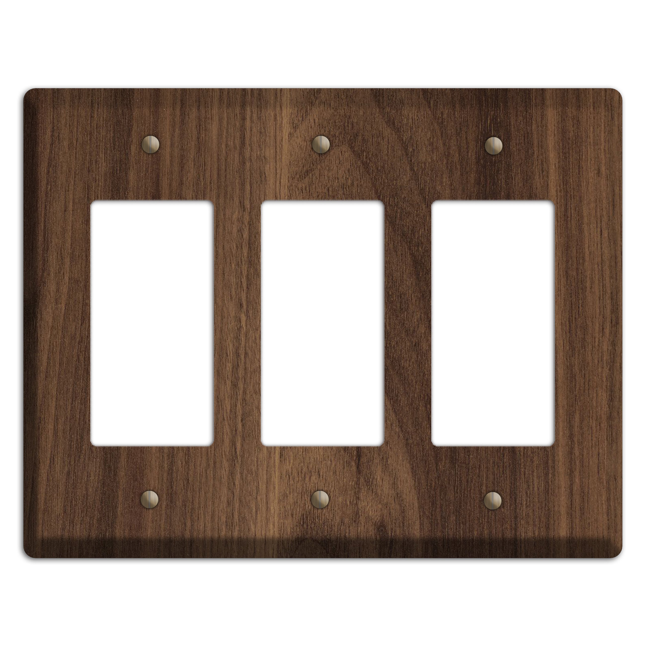 Walnut Wood Triple Rocker Cover Plate
