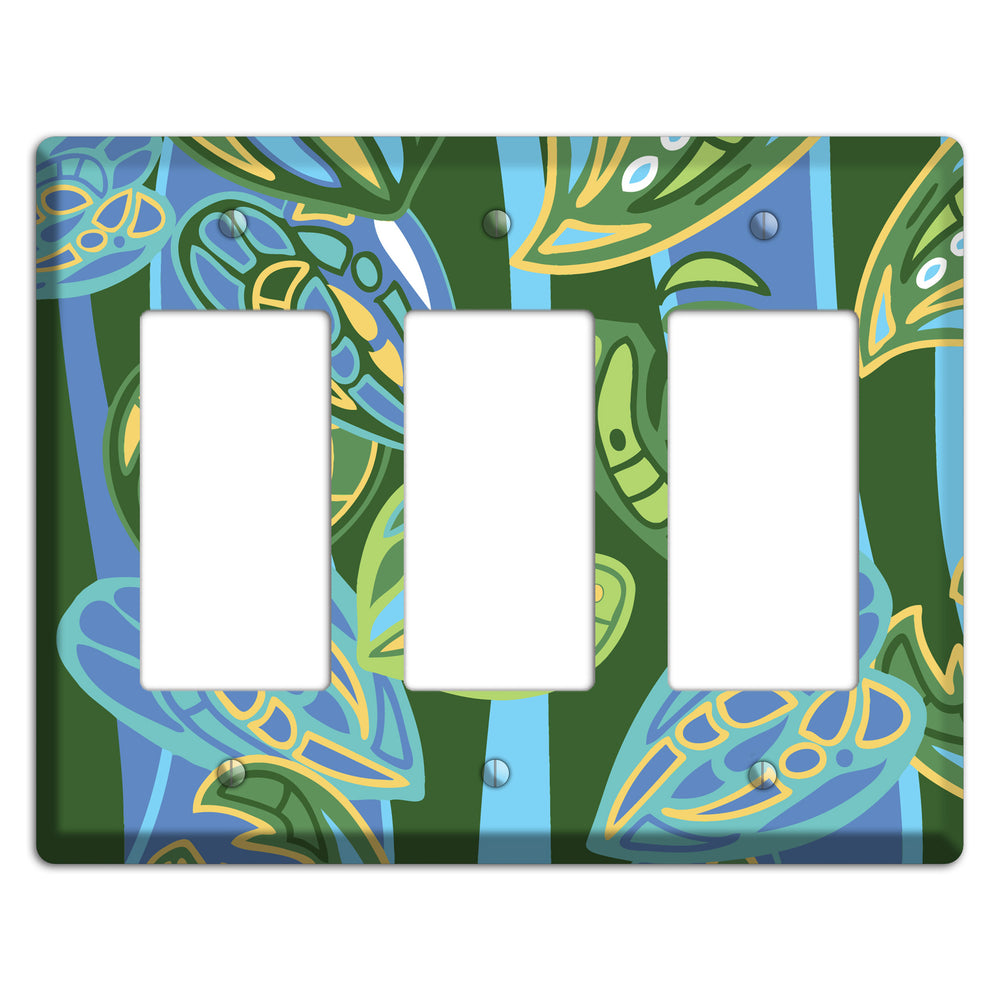 Pacific Blue and Green 3 Rocker Wallplate