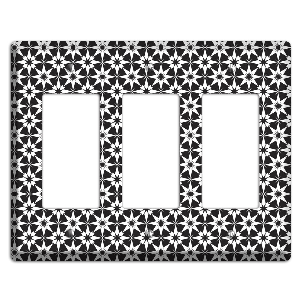 Black with White Foulard 3 Rocker Wallplate