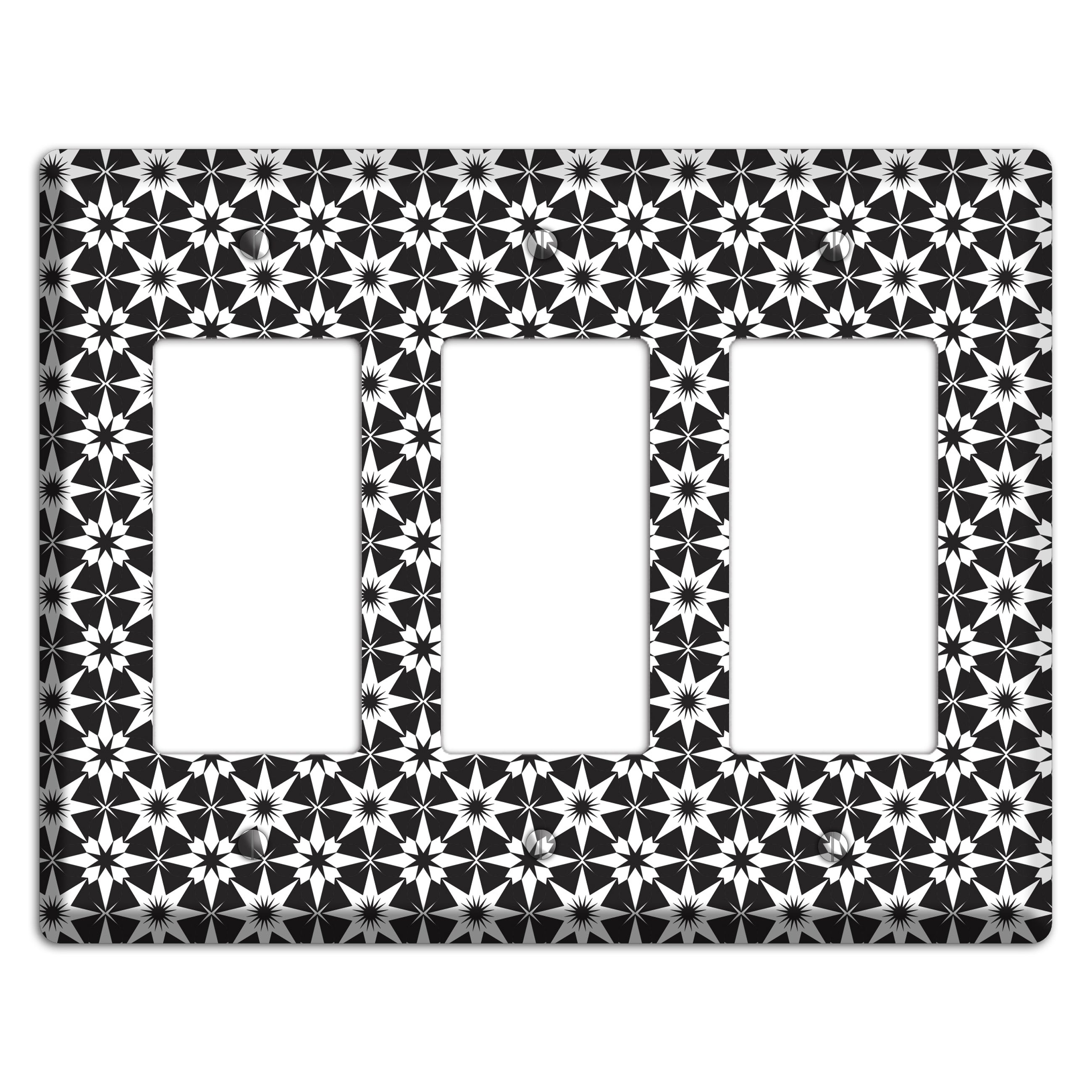 Black with White Foulard 3 Rocker Wallplate