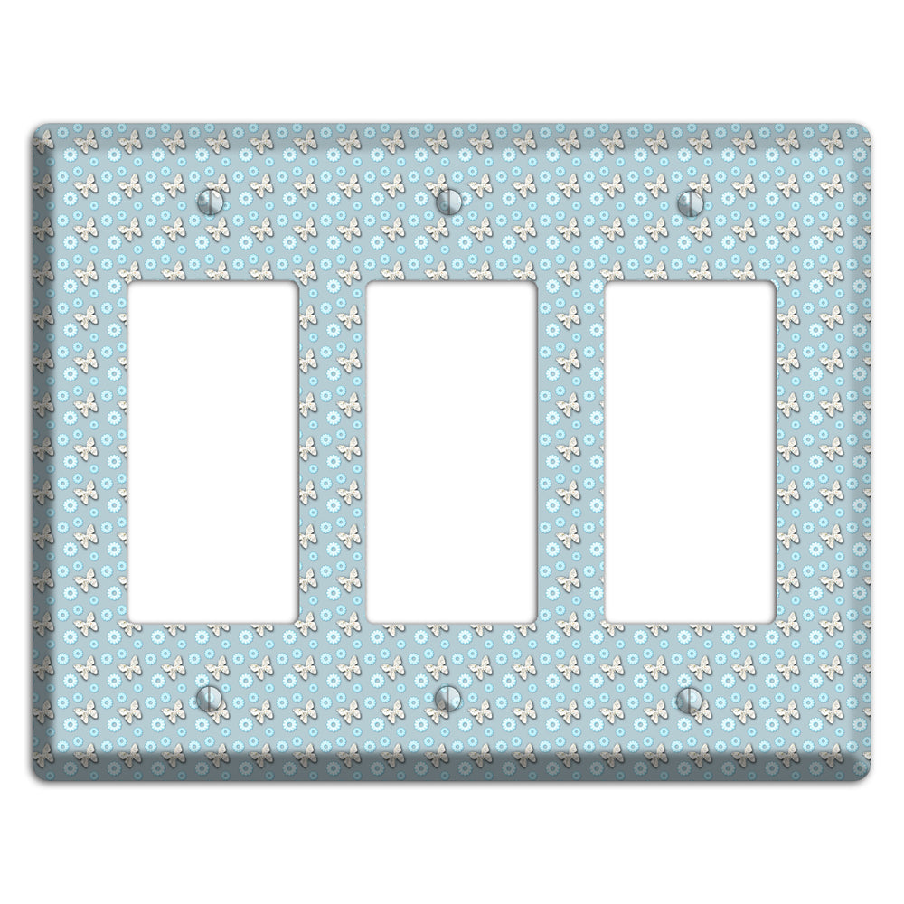 Blue with Butterflies 3 Rocker Wallplate