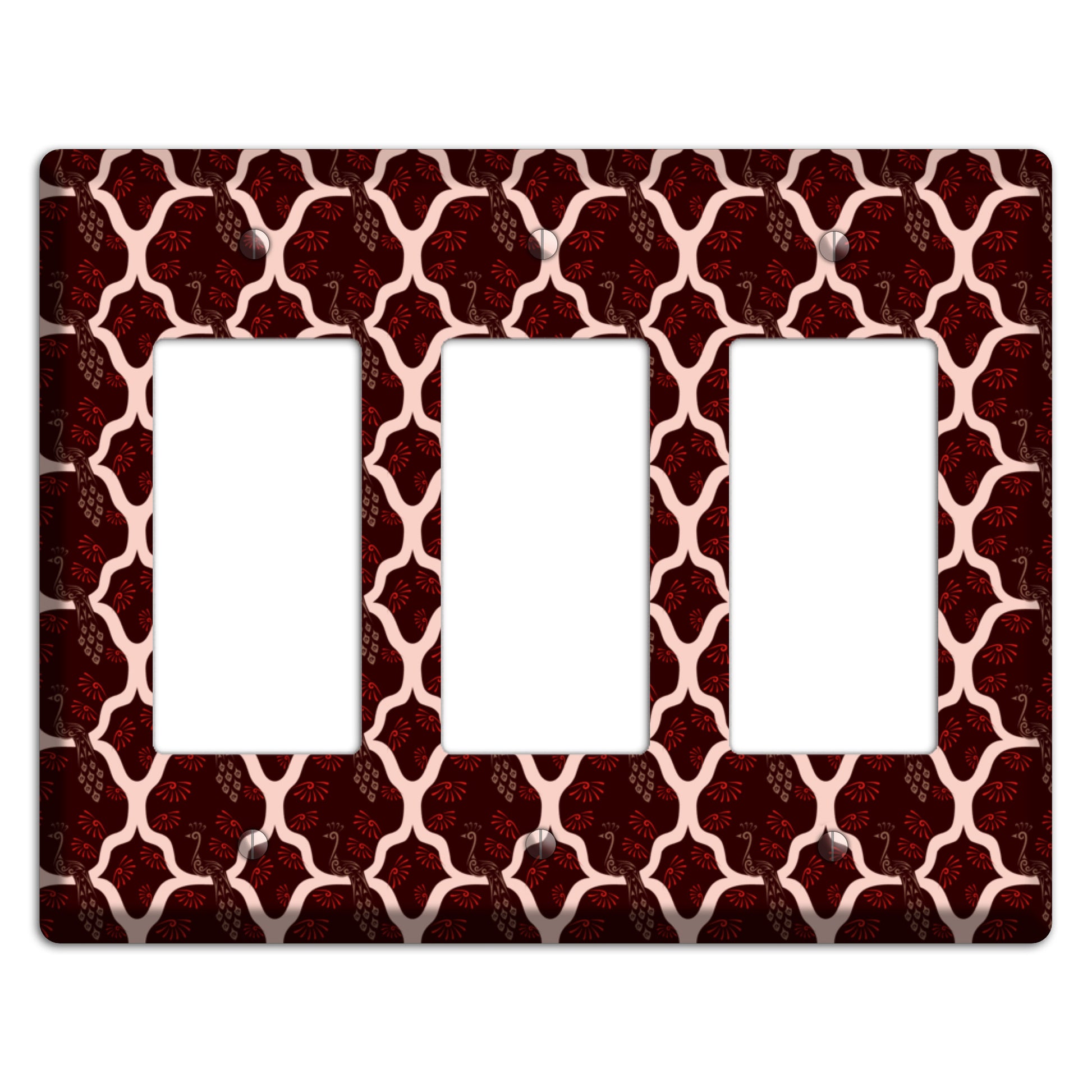 Dark Quatrefoil Peacock 3 Rocker Wallplate