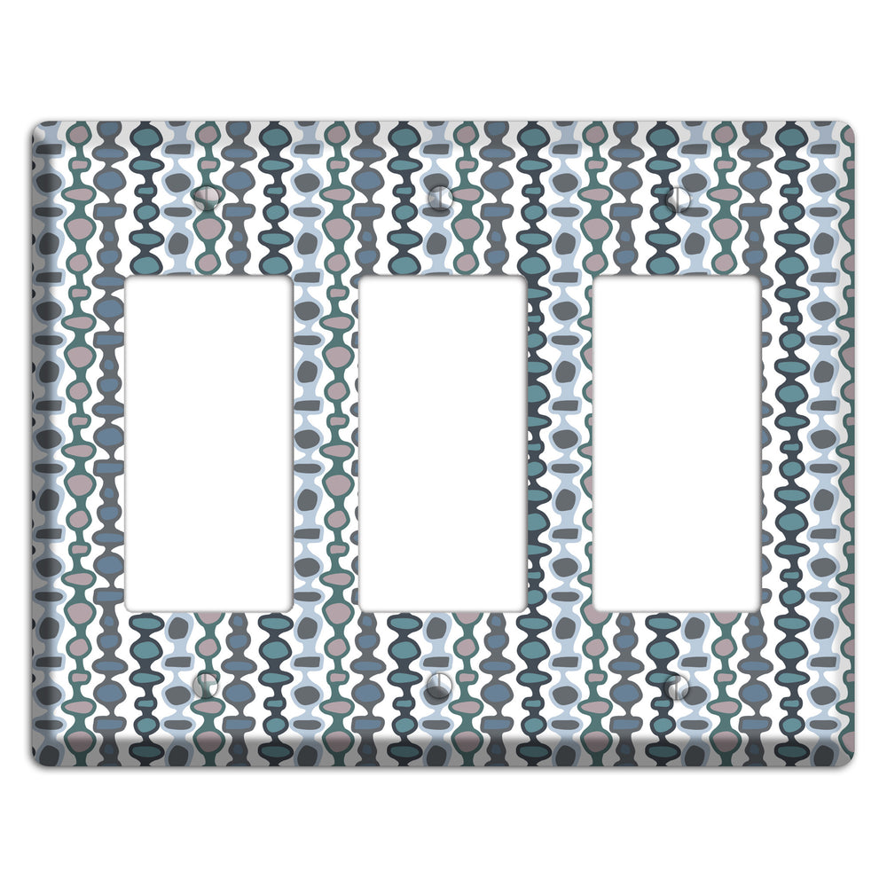 Grey and Multi Blue Bead and Reel 3 Rocker Wallplate