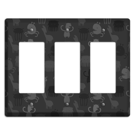 Silly Monsters Black and Grey 3 Rocker Wallplate