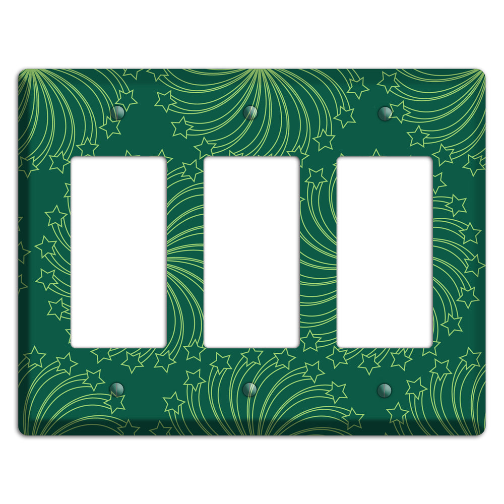 Multi Green Star Swirl 3 Rocker Wallplate