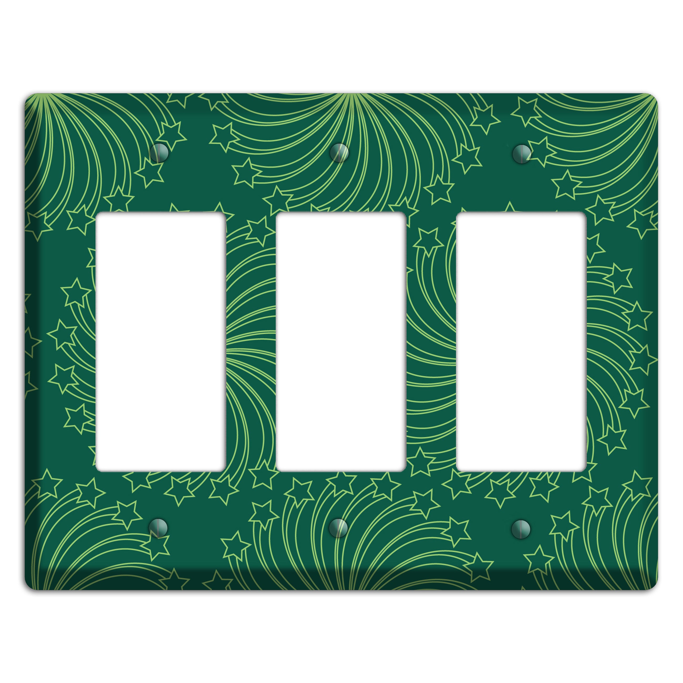Multi Green Star Swirl 3 Rocker Wallplate