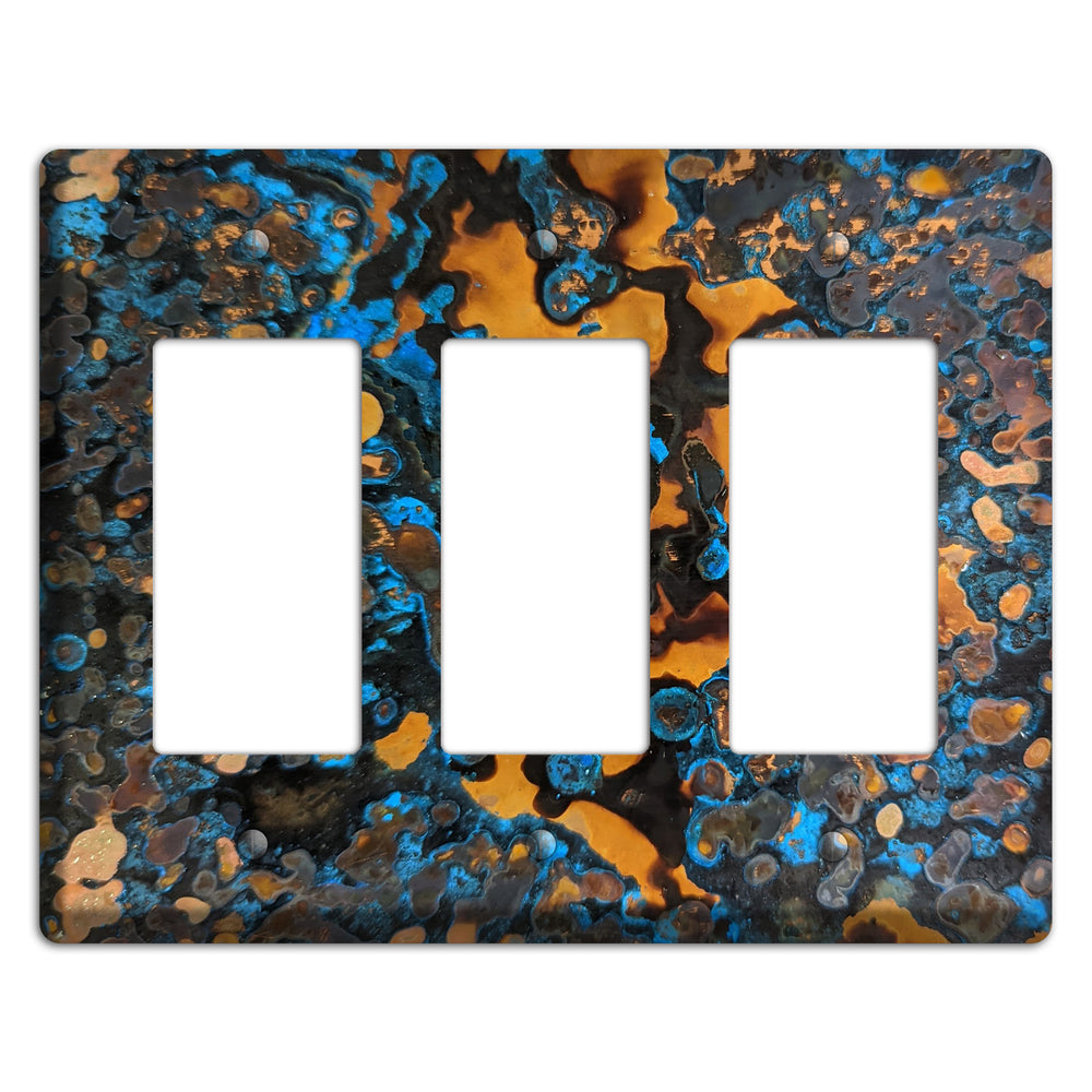 Solid Copper Turquoise Triple Rocker Cover Plate