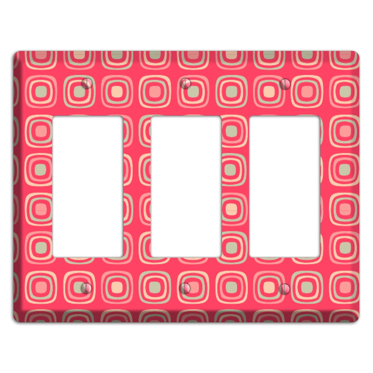 Multo Pink Retro Squares 3 Rocker Wallplate