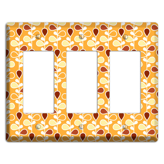 Orange with Yellow and Red Drop and Vine 3 Rocker Wallplate