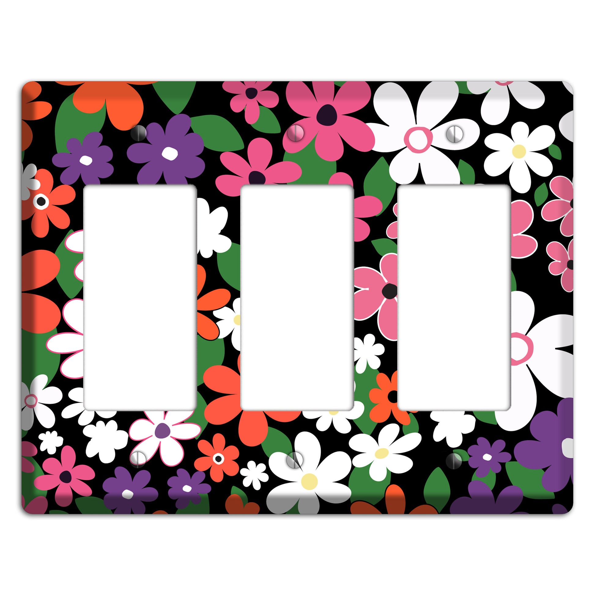 Hippie Flowers 3 Rocker Wallplate
