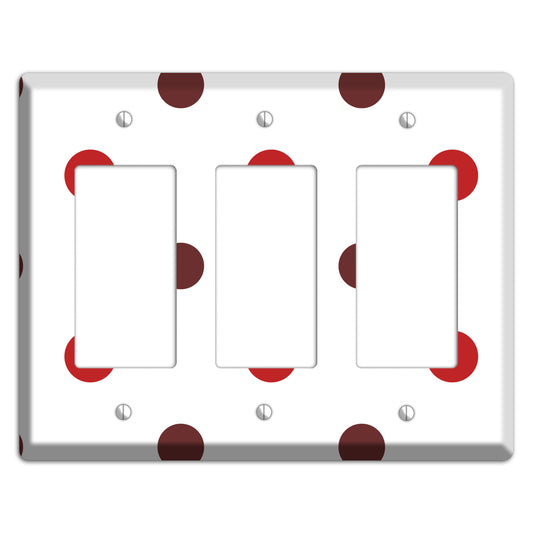 Red and Brown Medium Polka Dots 3 Rocker Wallplate