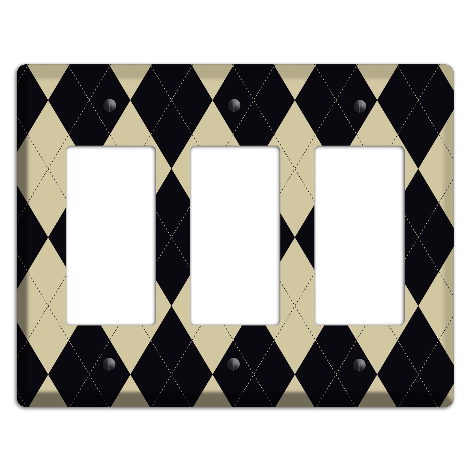 Tan and Black Argyle 3 Rocker Wallplate