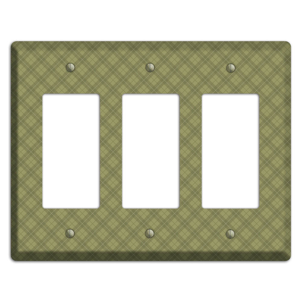 Green Plaid 3 Rocker Wallplate
