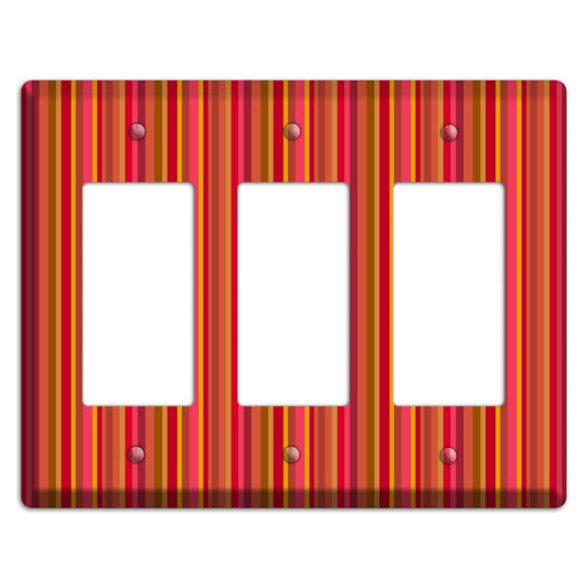 Multi Red Vertical Stripes 3 Rocker Wallplate