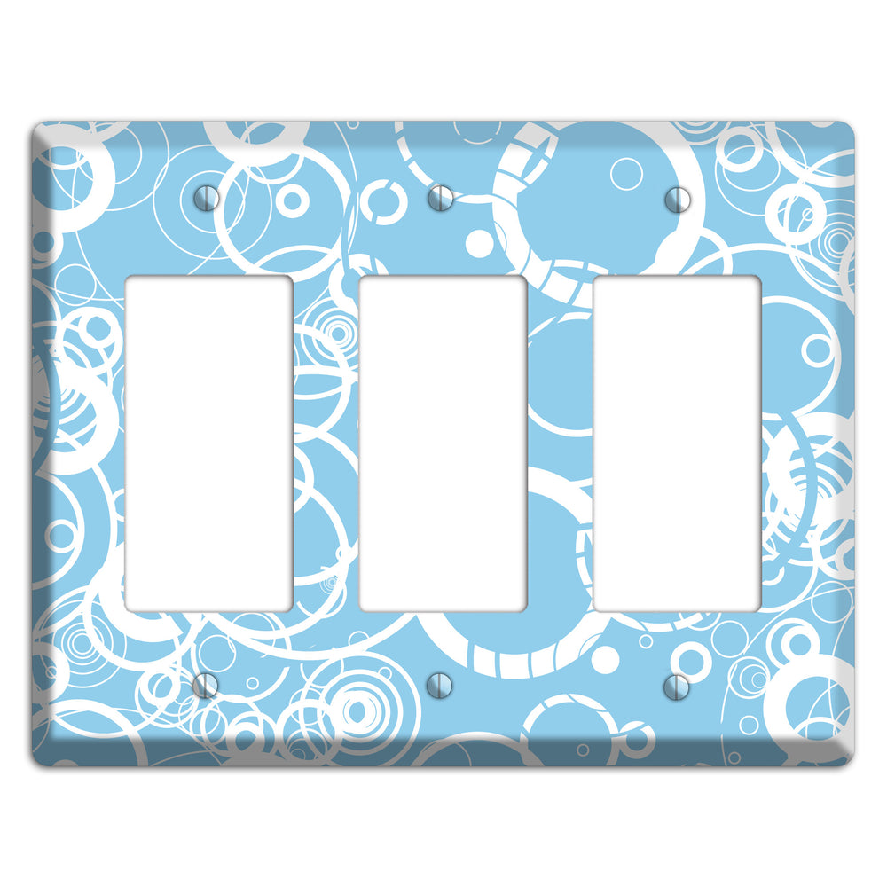 Light Blue Circles 3 Rocker Wallplate