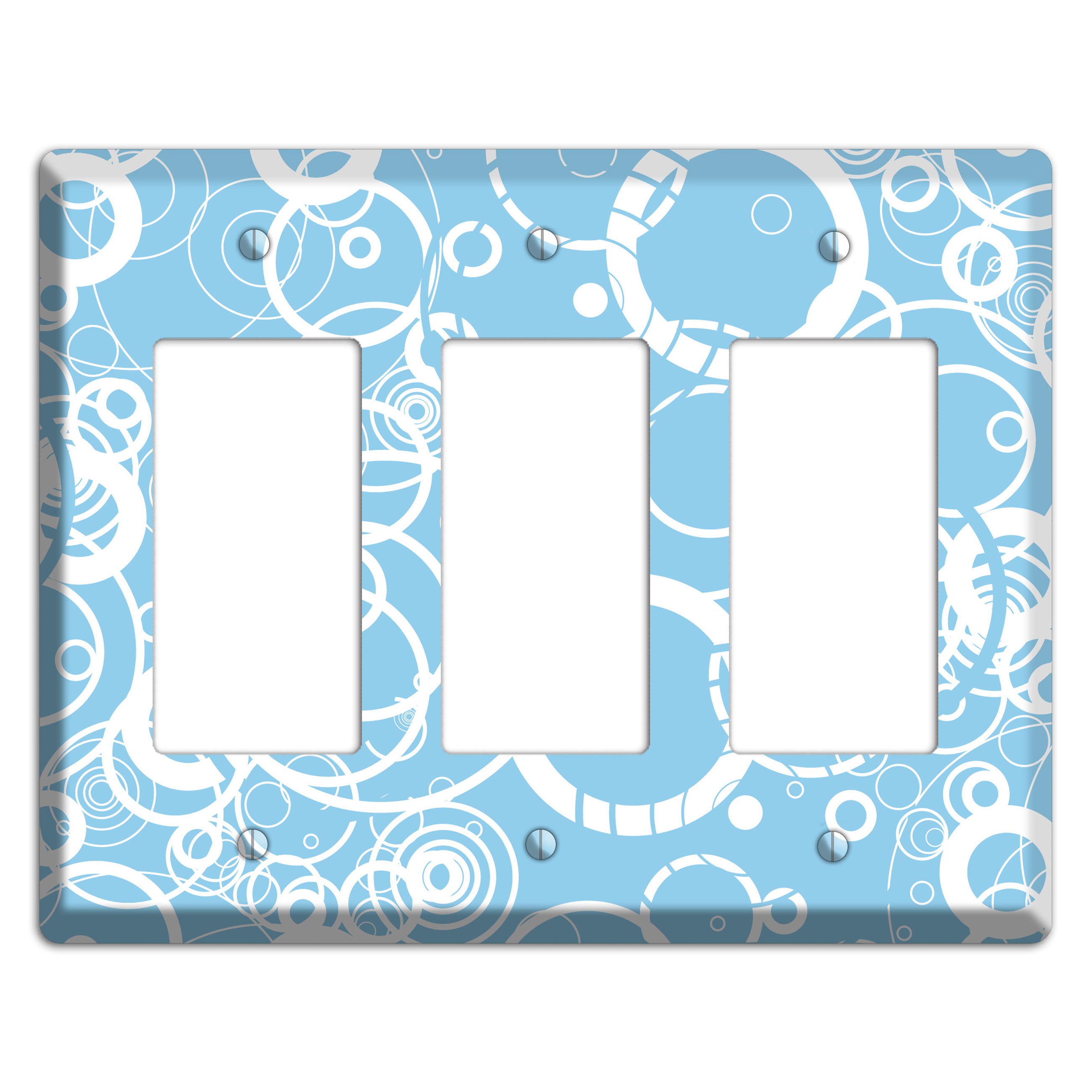 Light Blue Circles 3 Rocker Wallplate