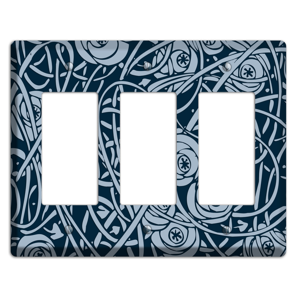 Navy Abstract Floral 3 Rocker Wallplate