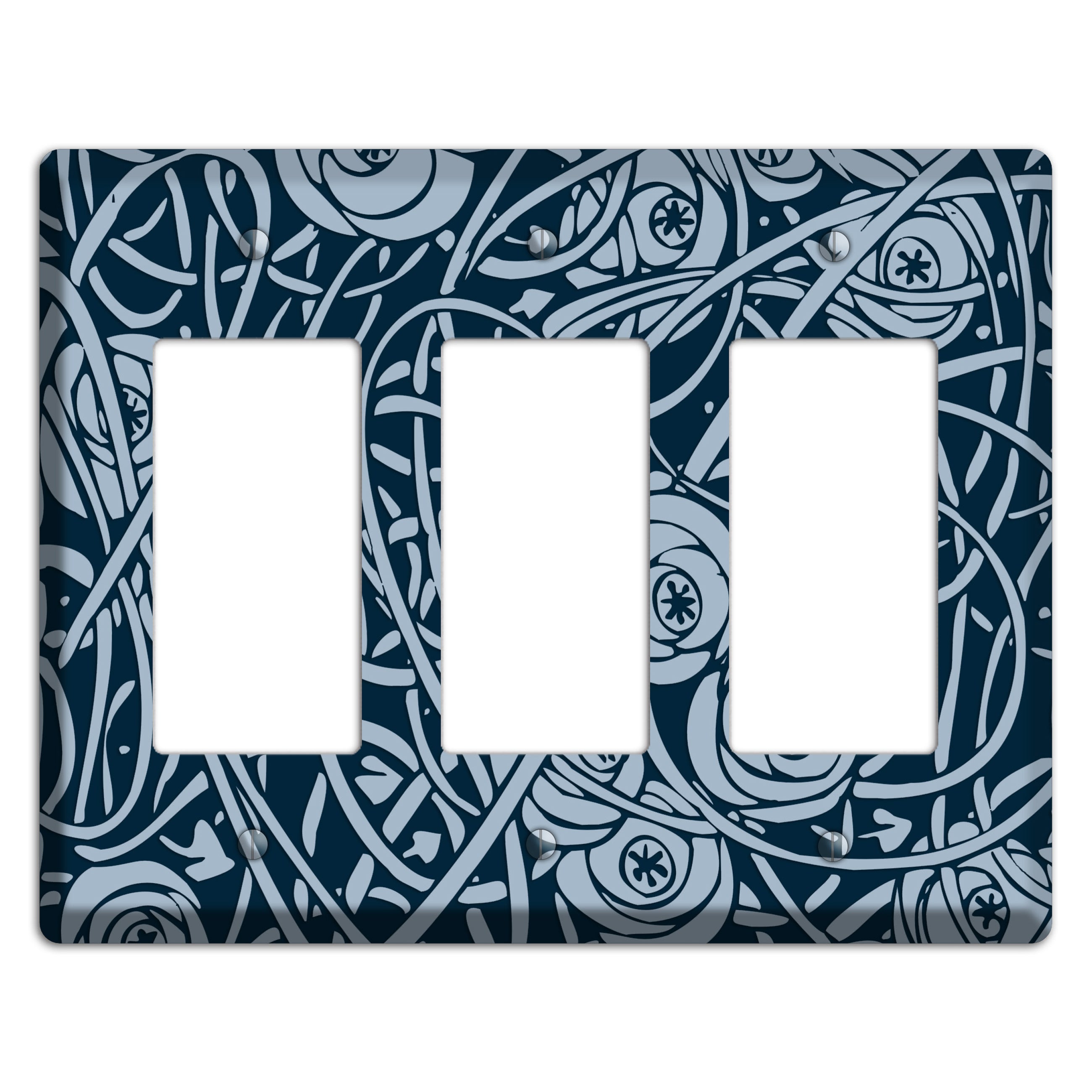 Navy Abstract Floral 3 Rocker Wallplate