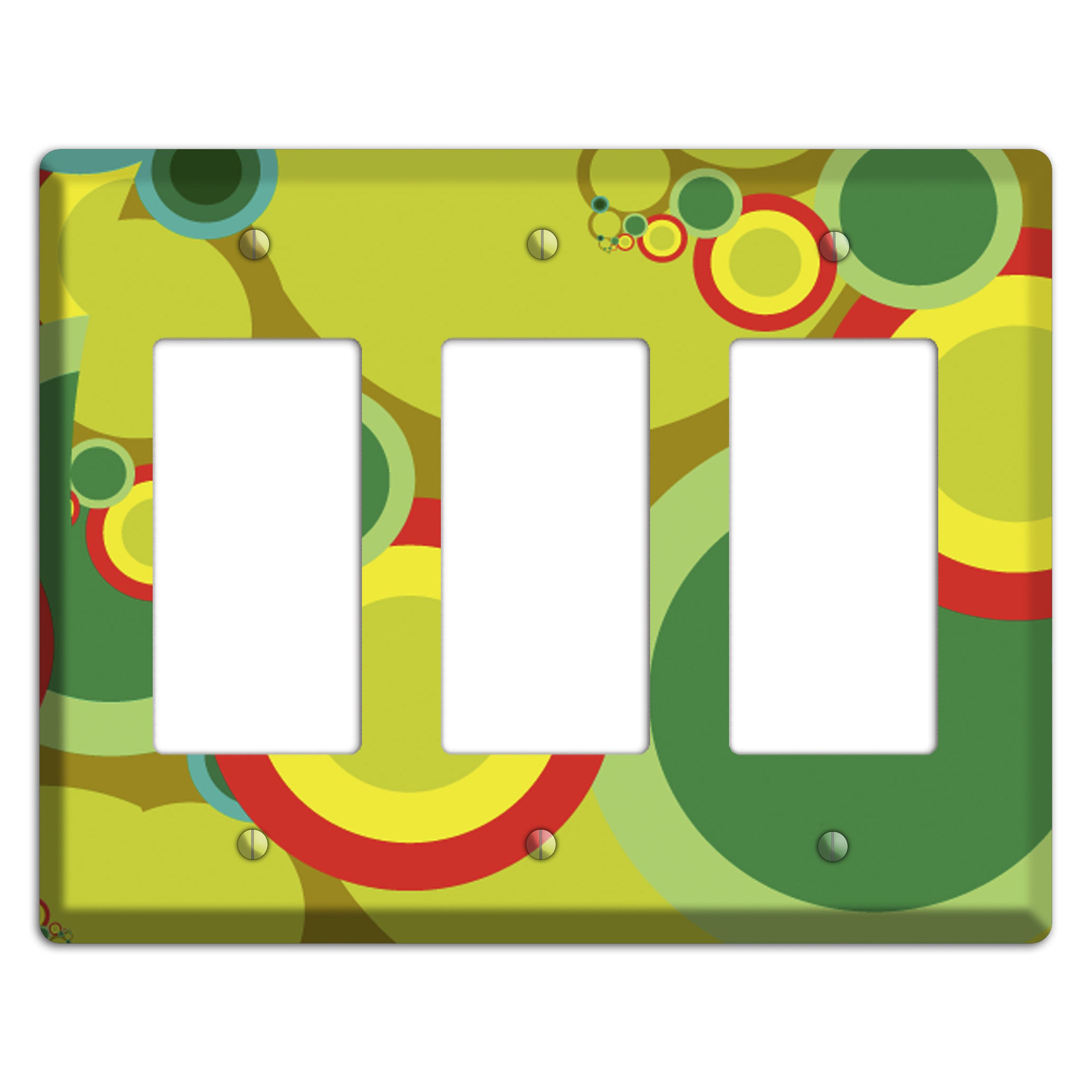 Green and Yellow Abstract Circles 3 Rocker Wallplate