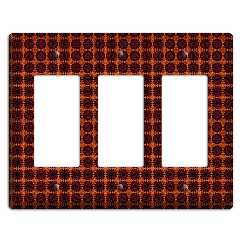 Red with Tiled Maroon Foulard 3 Rocker Wallplate