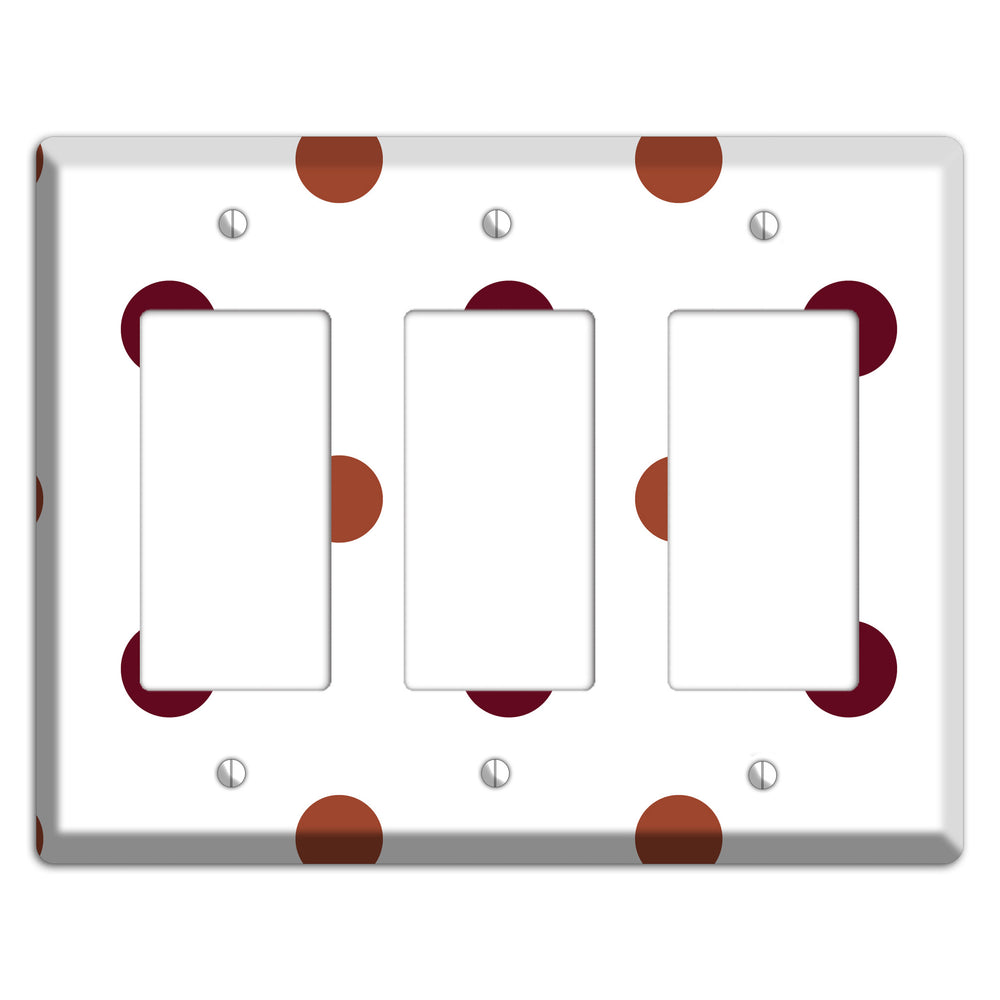 Multi Brown Medium Polka Dots 3 Rocker Wallplate