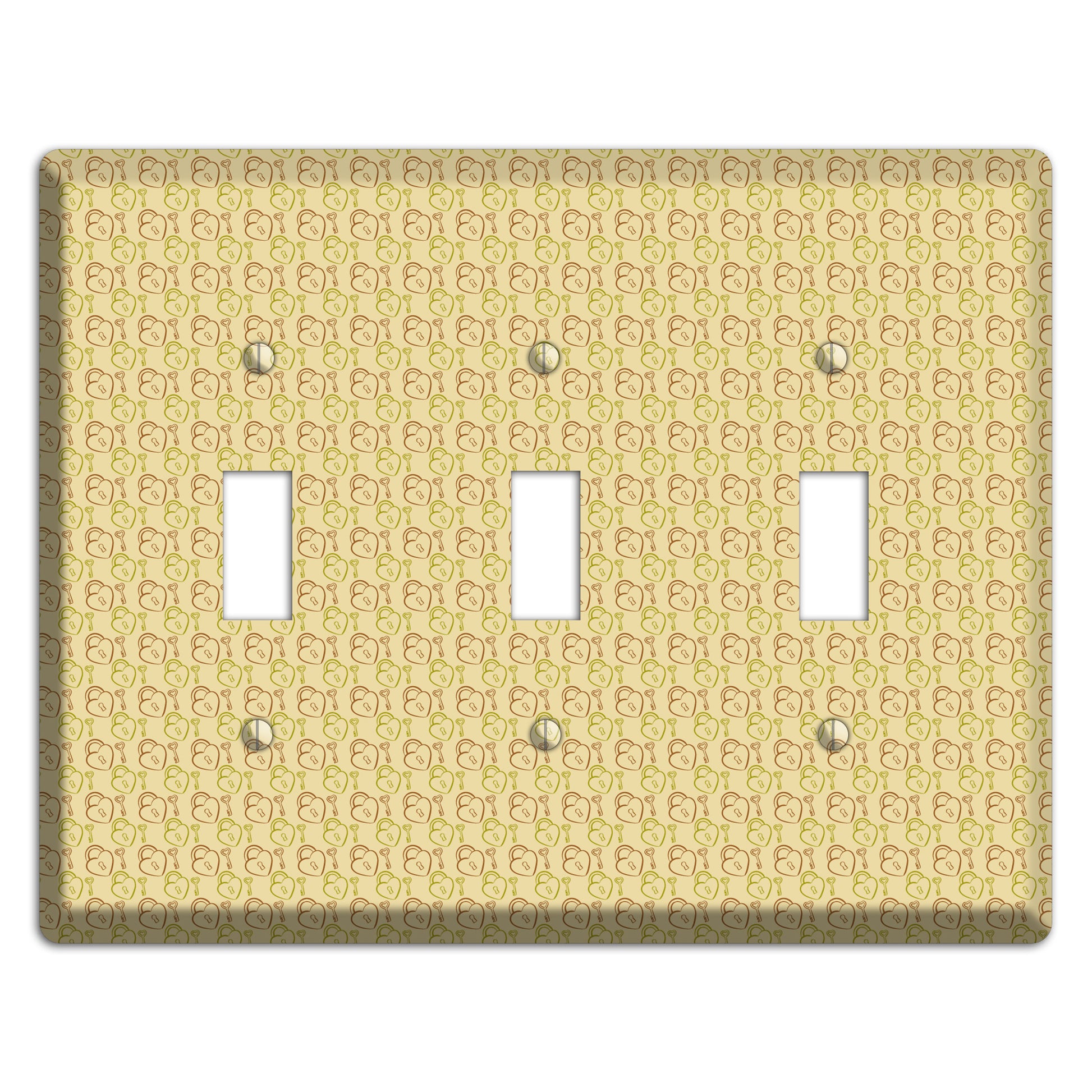 Heart Padlock with Key 3 Toggle Wallplate