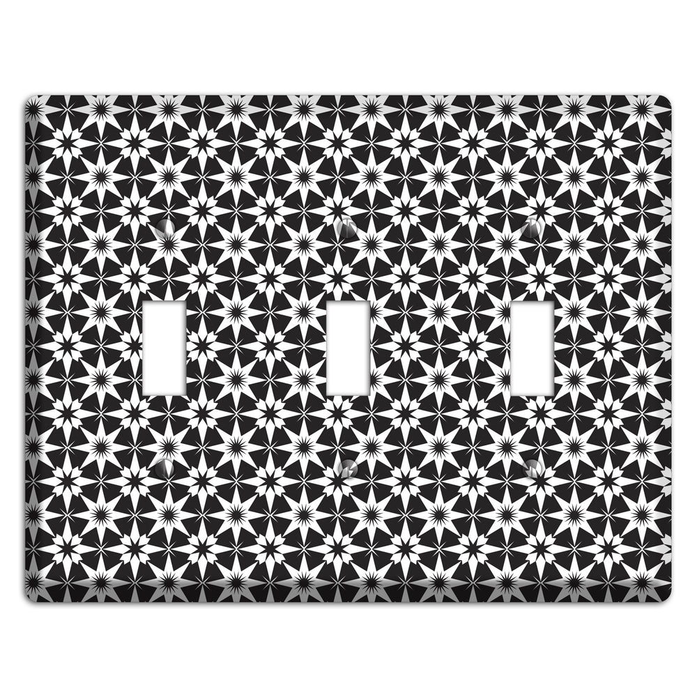 Black with White Foulard 3 Toggle Wallplate