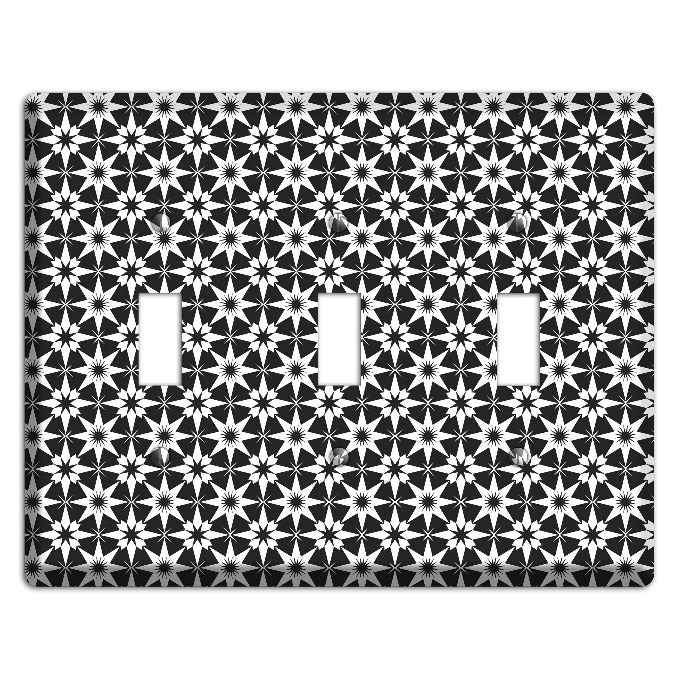 Black with White Foulard 3 Toggle Wallplate