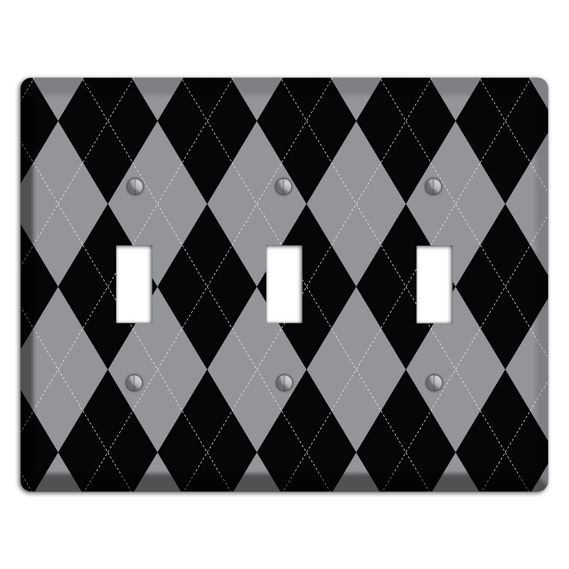 Light Purple and Black 3 Toggle Wallplate