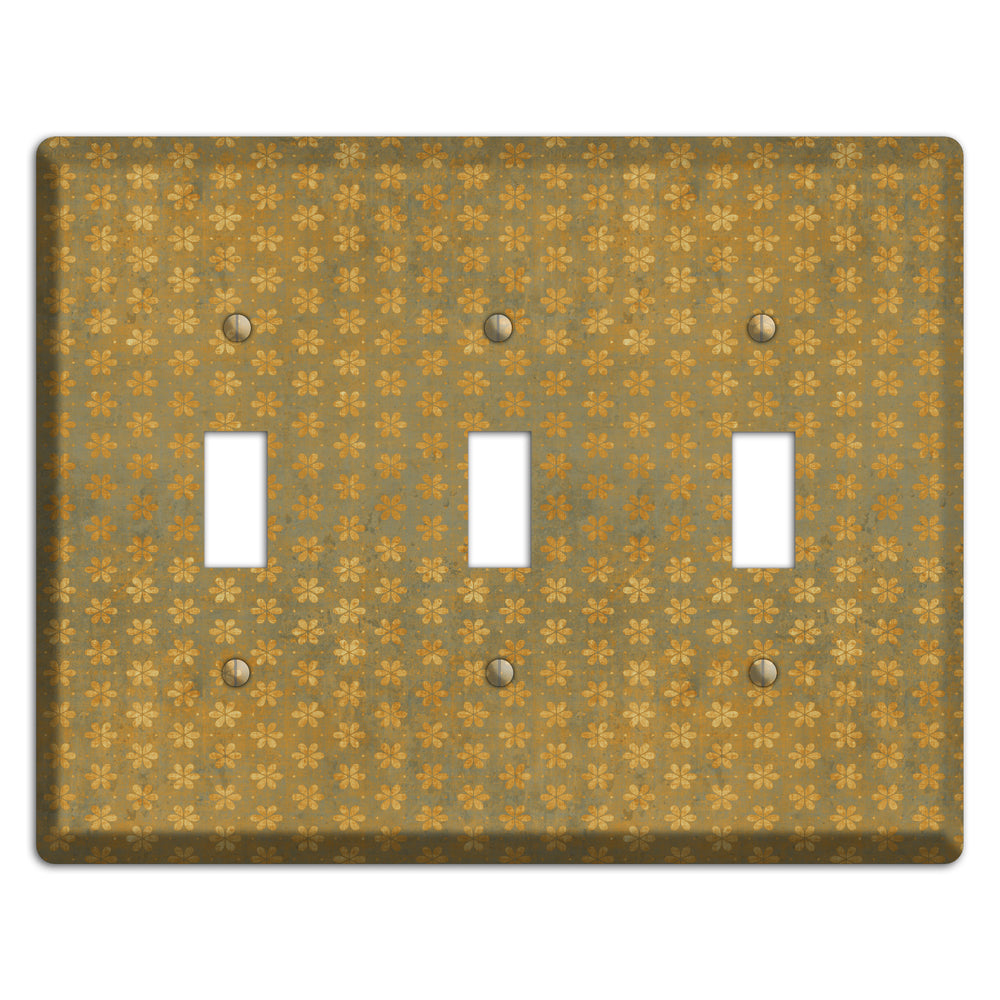 Olive Grunge Floral Contour 3 Toggle Wallplate