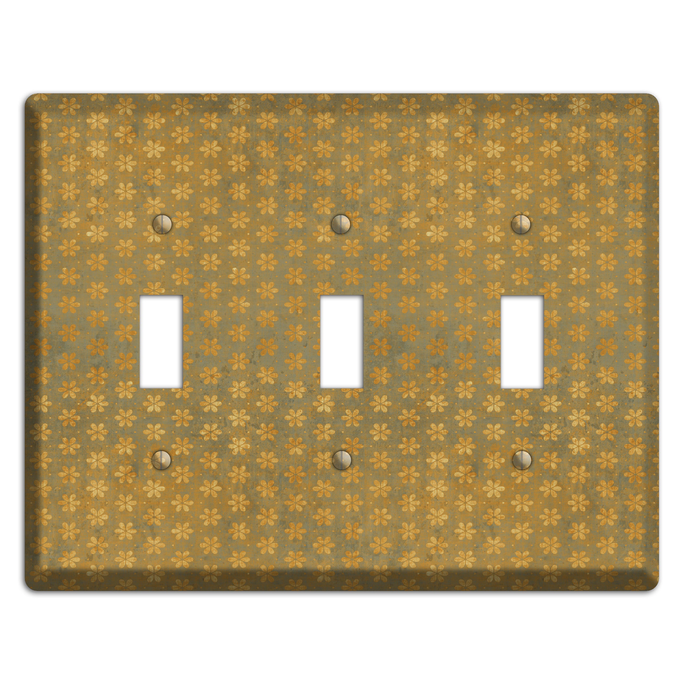 Olive Grunge Floral Contour 3 Toggle Wallplate