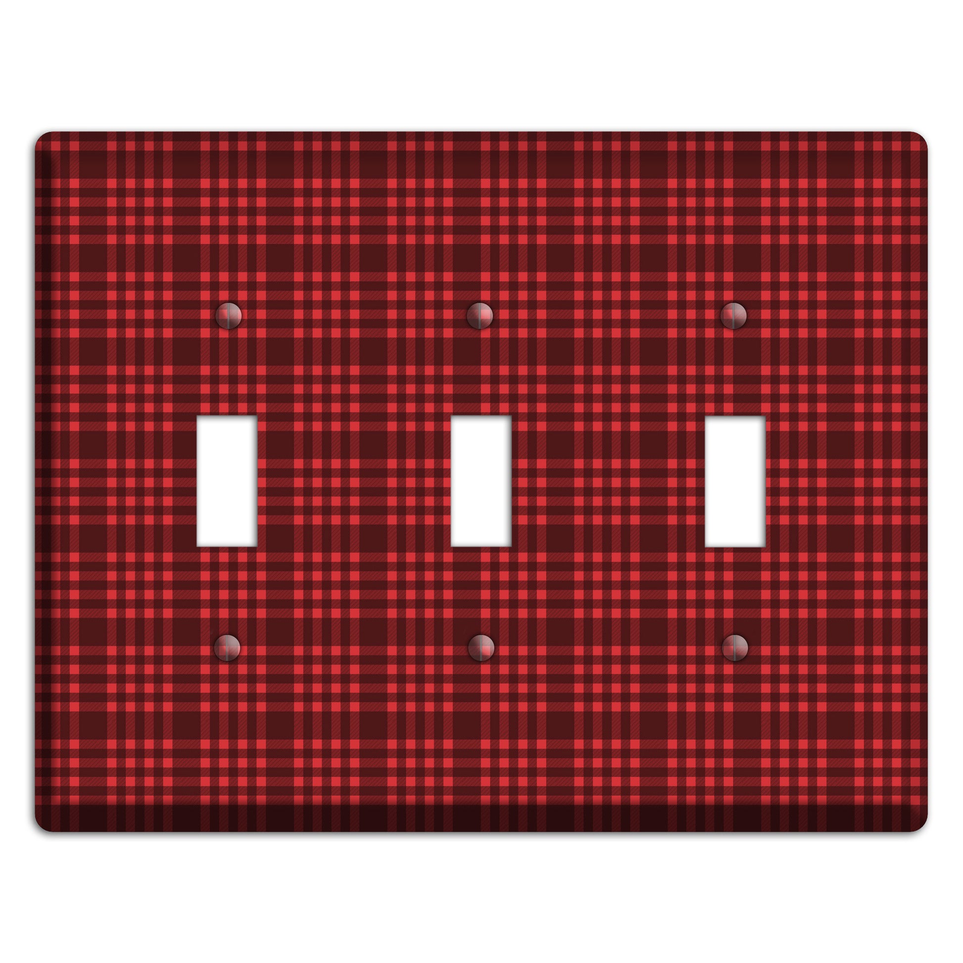 Maroon Plaid 3 Toggle Wallplate