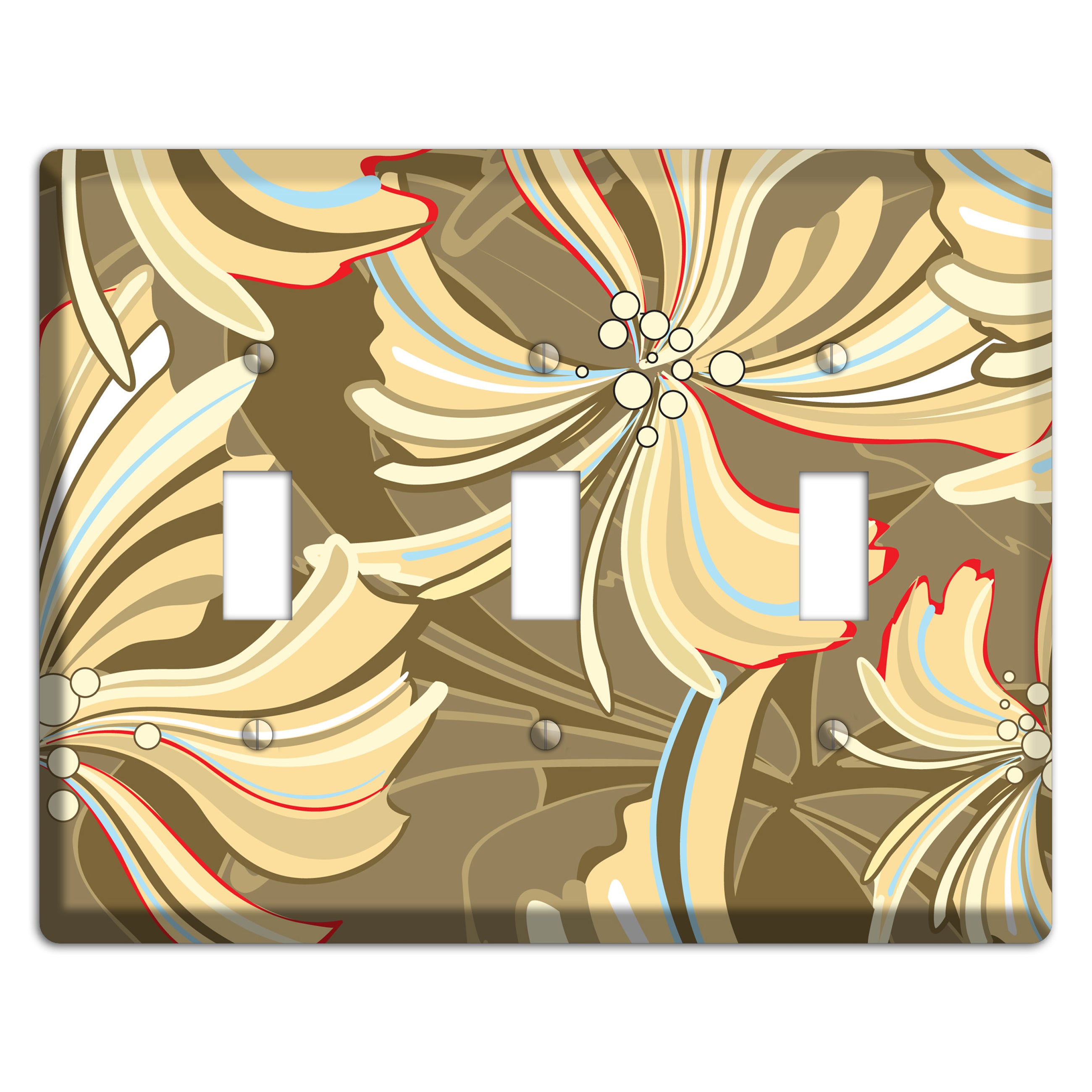 Brown Deco Blossoms 3 Toggle Wallplate