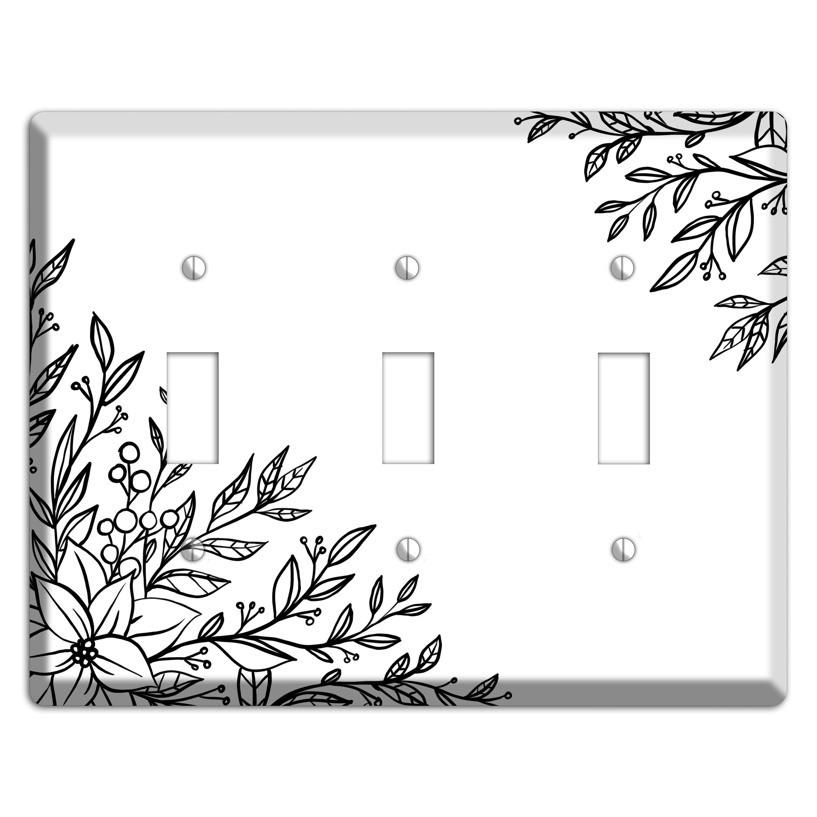 Hand-Drawn Floral 7 3 Toggle Wallplate