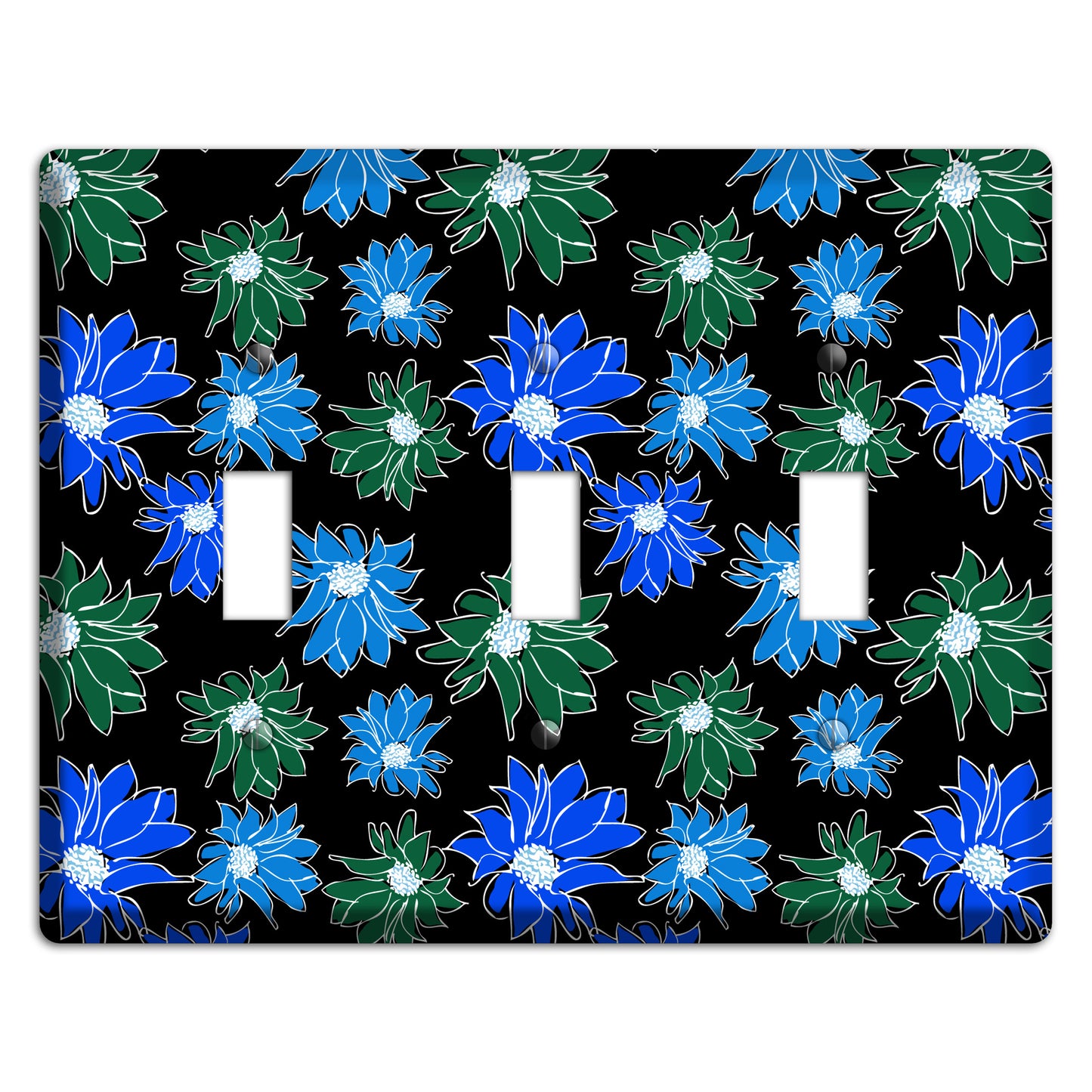 Blue and Green Flowers 3 Toggle Wallplate