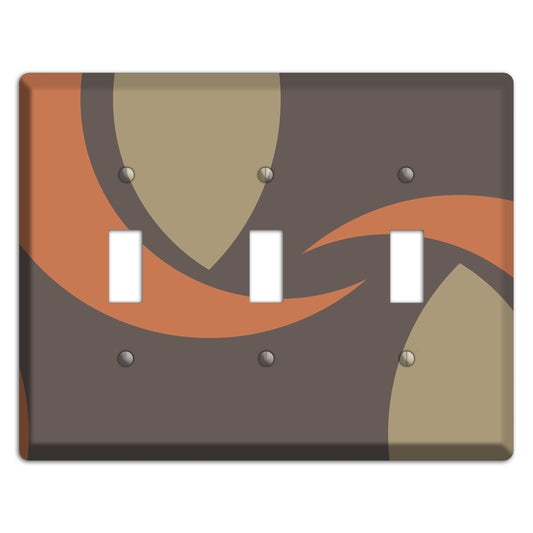Grey Beige and Orange Abstract 3 Toggle Wallplate
