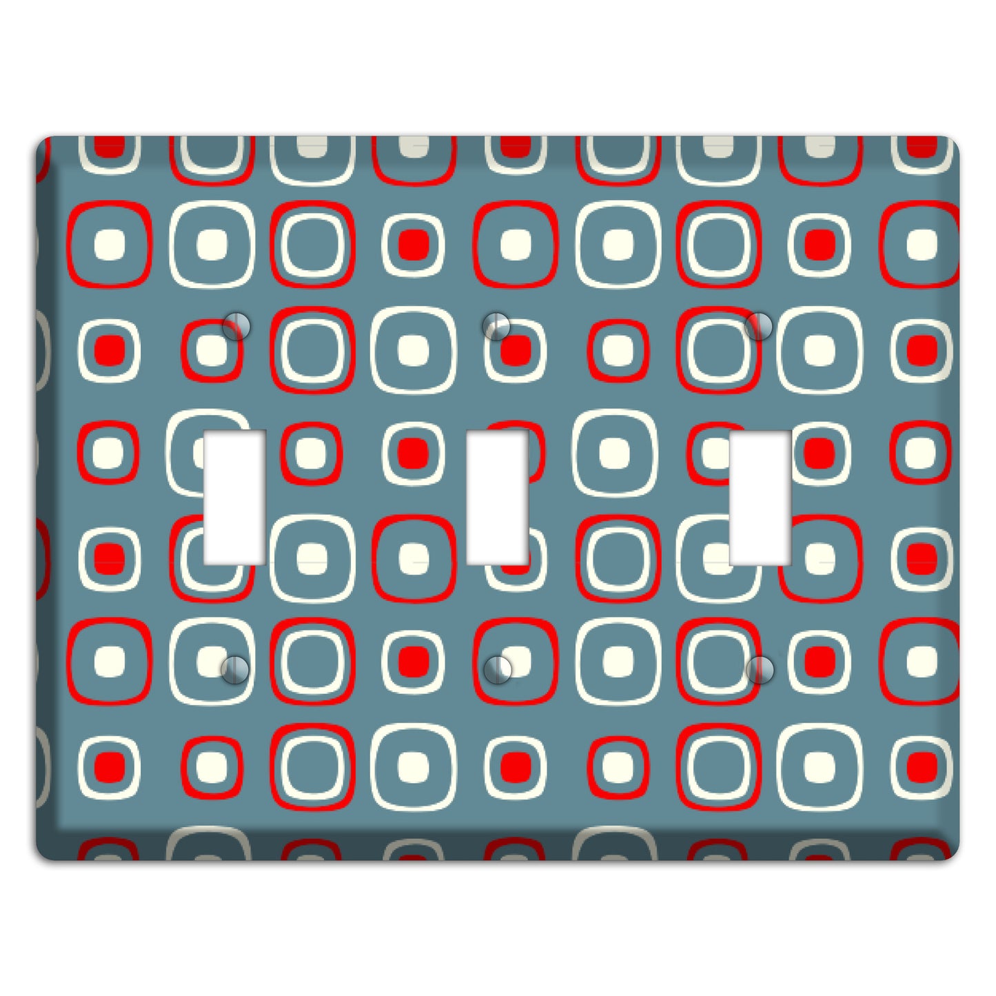 Blue and Red Rounded Squares 3 Toggle Wallplate