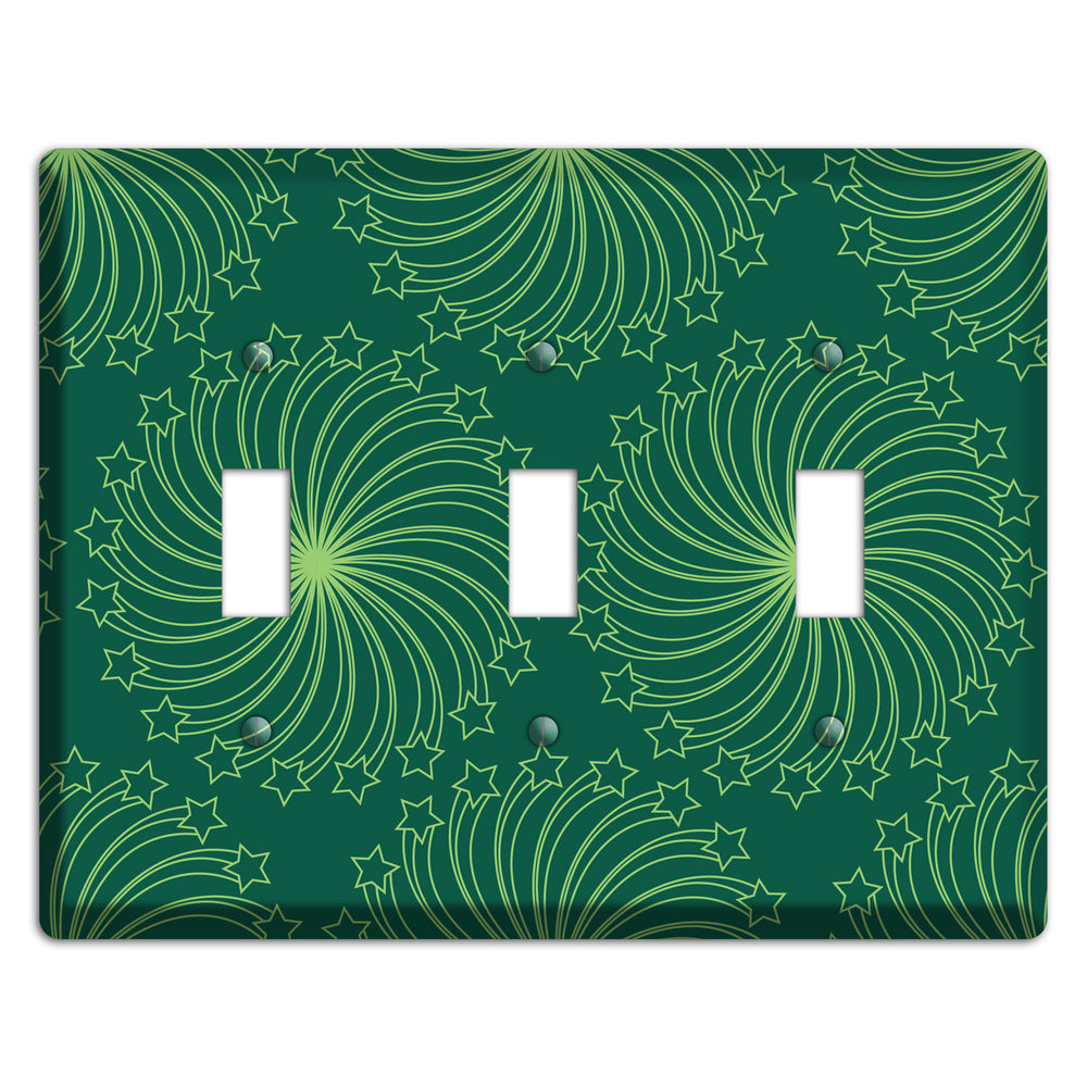 Multi Green Star Swirl 3 Toggle Wallplate