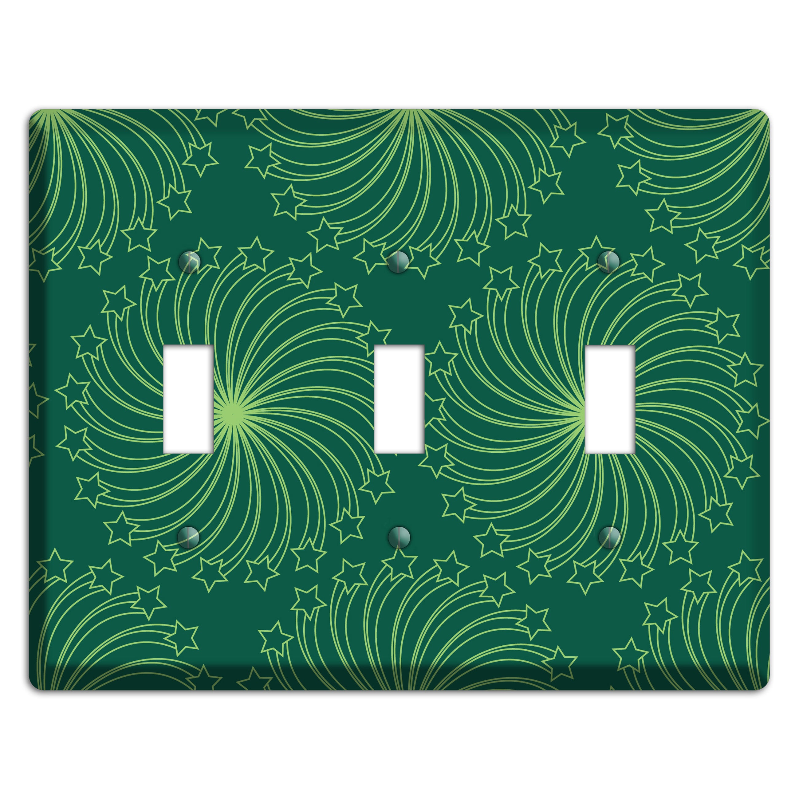 Multi Green Star Swirl 3 Toggle Wallplate