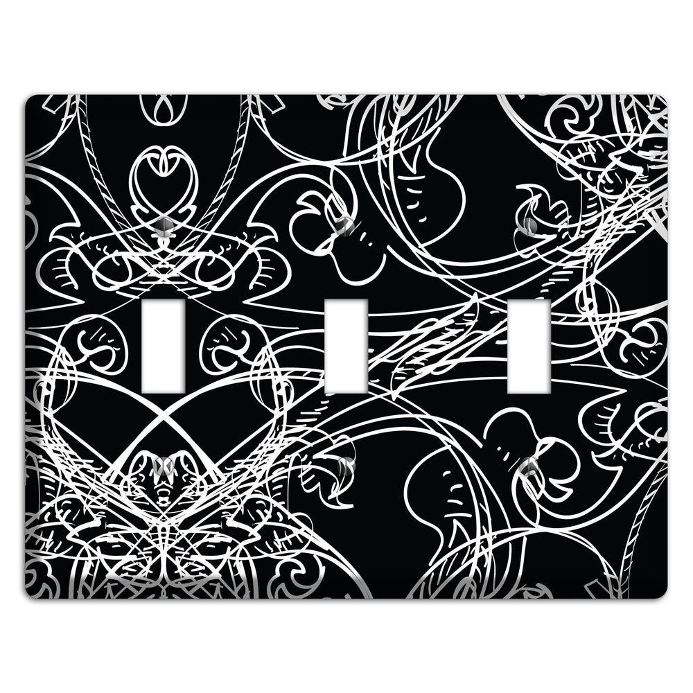 Black Deco Sketch 3 Toggle Wallplate