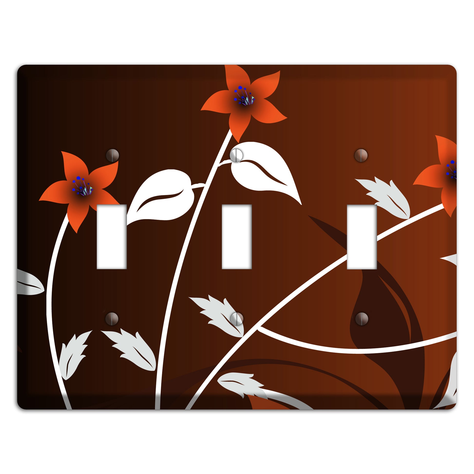 Black and Red Double Sprig 3 Toggle Wallplate