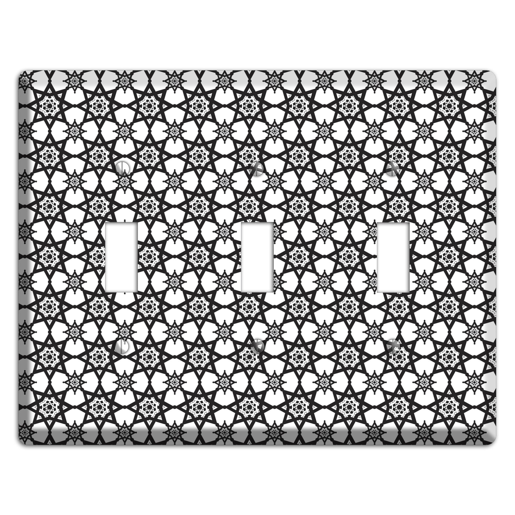 White and Black Arabesque 3 Toggle Wallplate